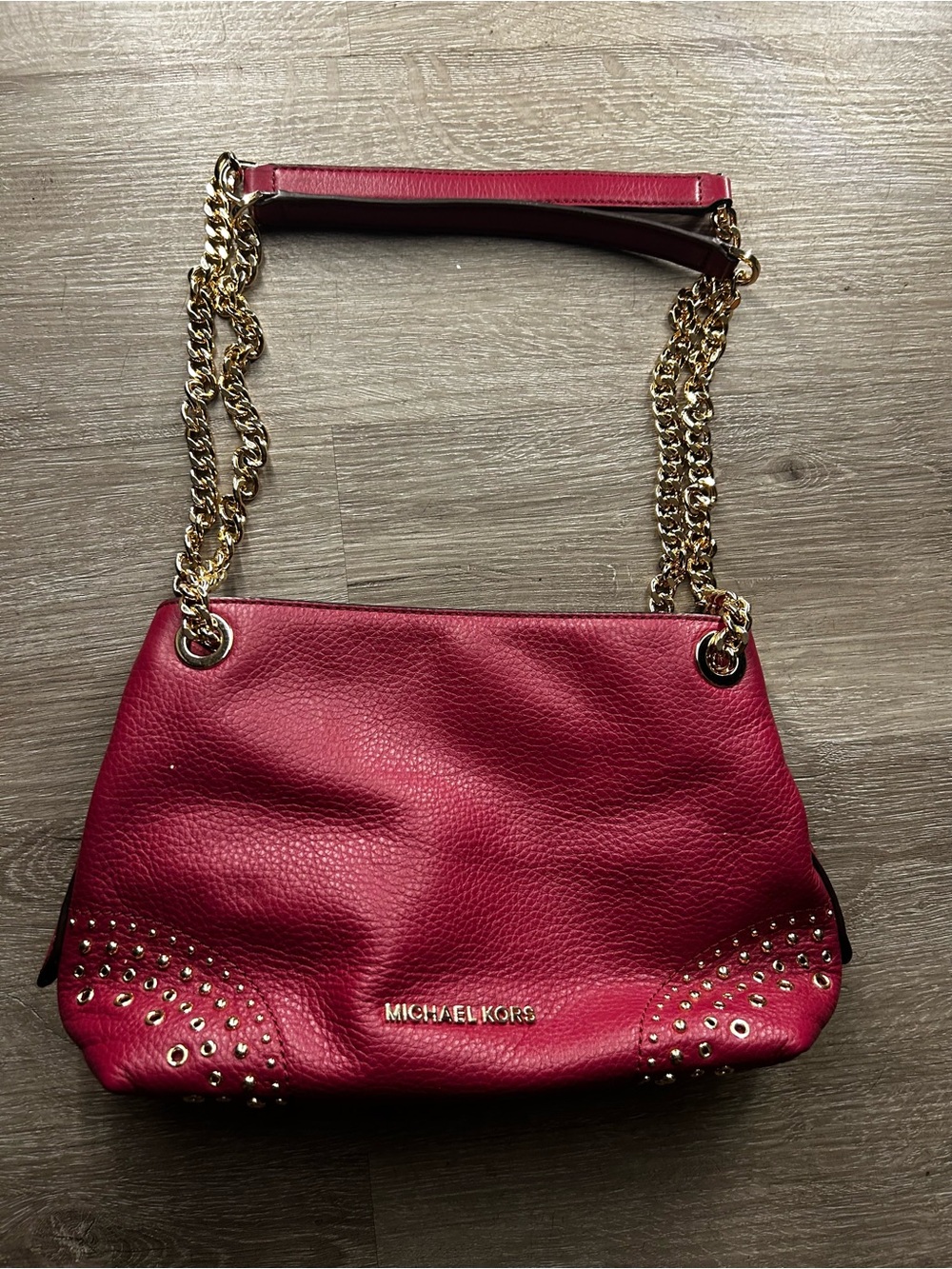 Michael Kors Pink Studded Leather Shoulder Bag